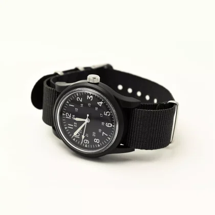 Daiso MILI-WATCH Military Style Watch Black NATO Strap Seiko Movemrent