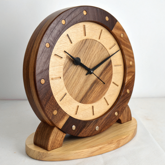 Luxury wall clock with wood face